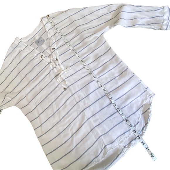 Rails Lily Positano Stripe Linen Blend Tie Front Shirt Nautical Stripe XS - Picture 7 of 10